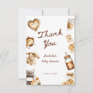 Baby Is Brewing Café Bebe Kaffe Brun Babyfirande Tack Kort