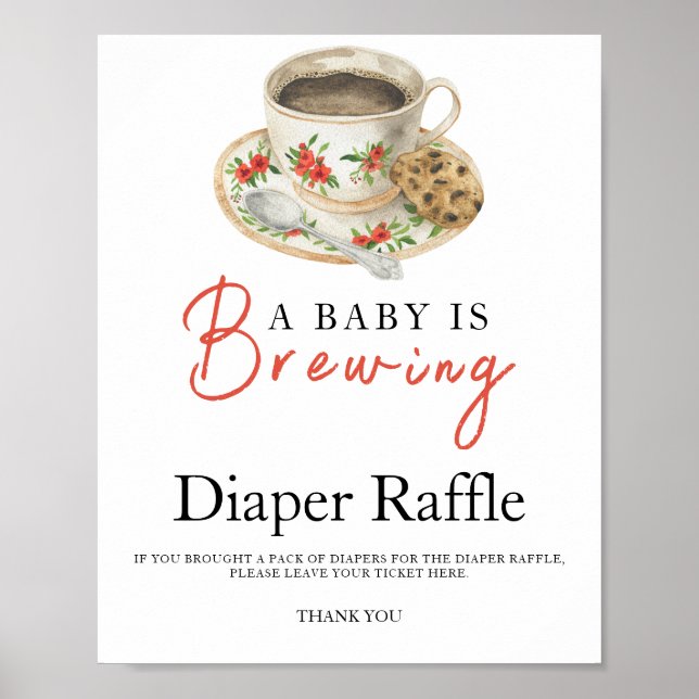 Baby is brewing coffee baby shower diaper raffle  poster (Framsidan)