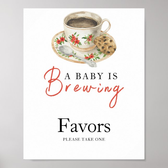 Baby is brewing coffee baby shower FAVORS Poster (Framsidan)
