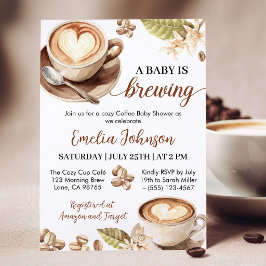Baby is Brewing Coffee Baby Shower Inbjudan