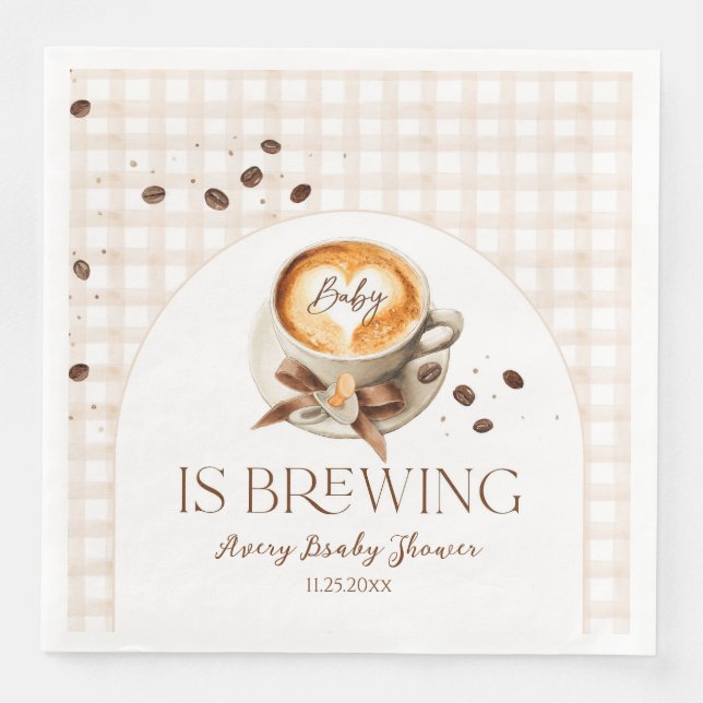 Baby is Brewing Coffee Bean Theme Baby Shower Pappersservett (Framsida)