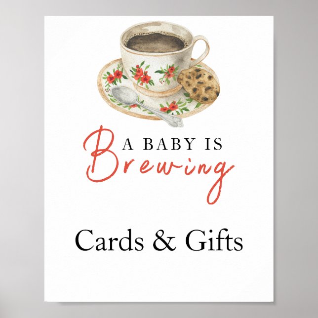 Baby is brewing coffee Cards and gifts baby shower Poster (Framsidan)