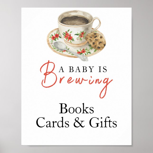 Baby is brewing coffee Cards and gifts baby shower Poster (Framsidan)