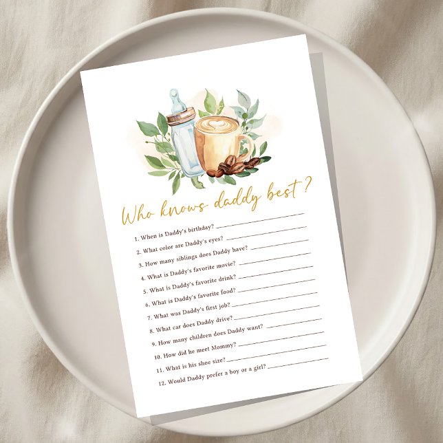 Baby is Brewing Coffee Shower Who knows Daddy Game (Skapare uppladdad)