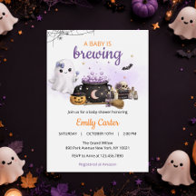 Baby Is Brewing Halloween Baby Shower Inbjudan