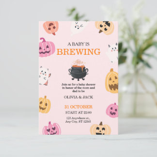 Baby is Brewing Halloween Baby Shower inbjudan