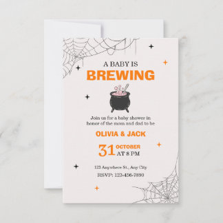 Baby is Brewing Halloween Baby Shower-inbjudan OSA Kort