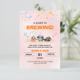 Baby is Brewing Halloween Baby Shower-inbjudan OSA Kort