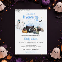Baby Is Brewing Halloween Blå Bebis Shower