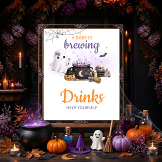 Baby Is Brewing Halloween Drinks Bordskylt Poster