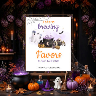 Baby Is Brewing Halloween-presenter Bordsskylt Poster