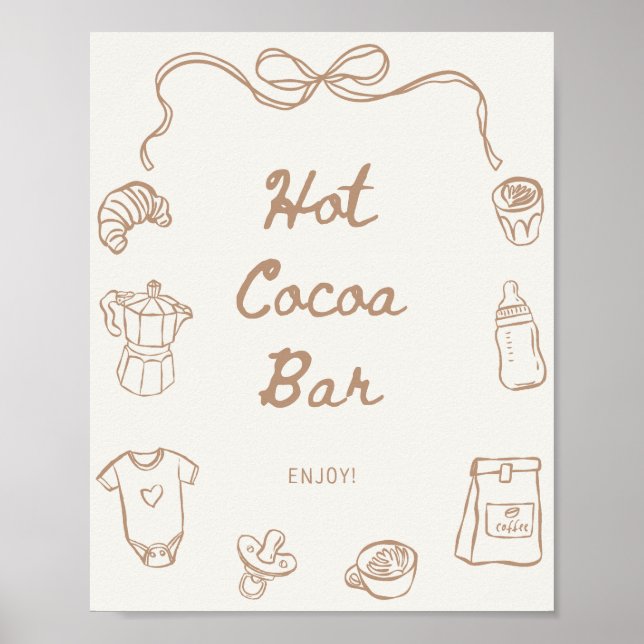 Baby is Brewing Hand Drawn Hot Cocoa Bar Poster (Framsidan)