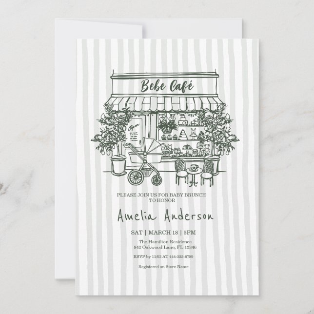  baby is brewing Home cafe themed BABY Shower Inbjudningar (Framsida)