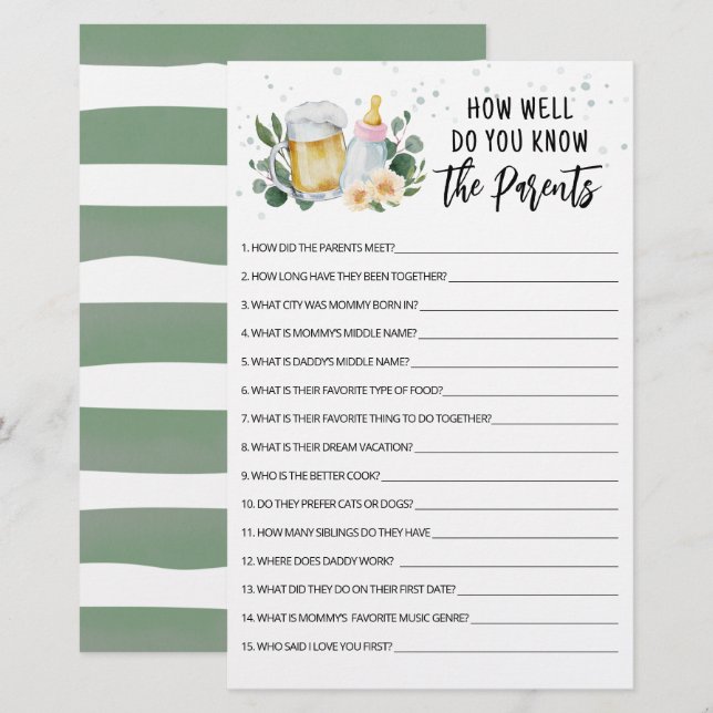 Baby Is Brewing How well do you know the Parents (Fram/baksida)