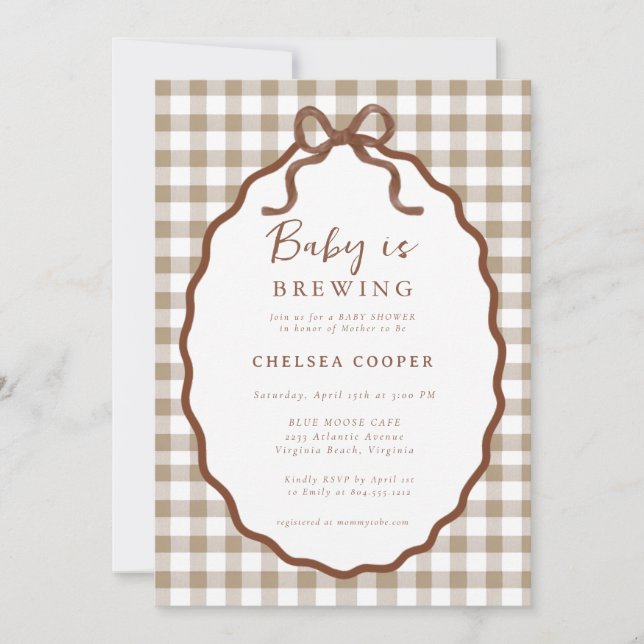 Baby is Brewing Neutral Baby Shower Inbjudan (Framsida)