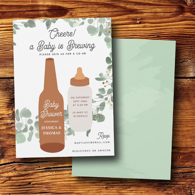 Baby is Brewing Öls & Flaskor Samkönad Baby Shower Inbjudningar (Baby is Brewing Beers & Bottles Coed Baby Shower Invitation)