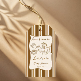 Baby is brewing retro stripes coffee baby shower  presentetikett