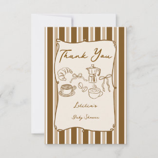 Baby is brewing retro stripes coffee baby shower tack kort