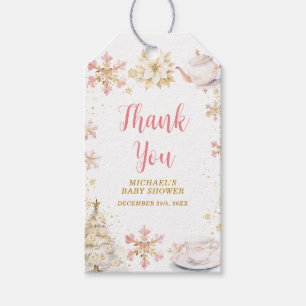 Baby Is Brewing Rosa Vinter Tea Party Baby Shower Presentetikett