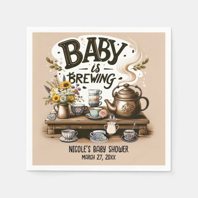 Baby is Brewing Rustik Tekittel Persika Dusch Pappersservett (Framsidan)