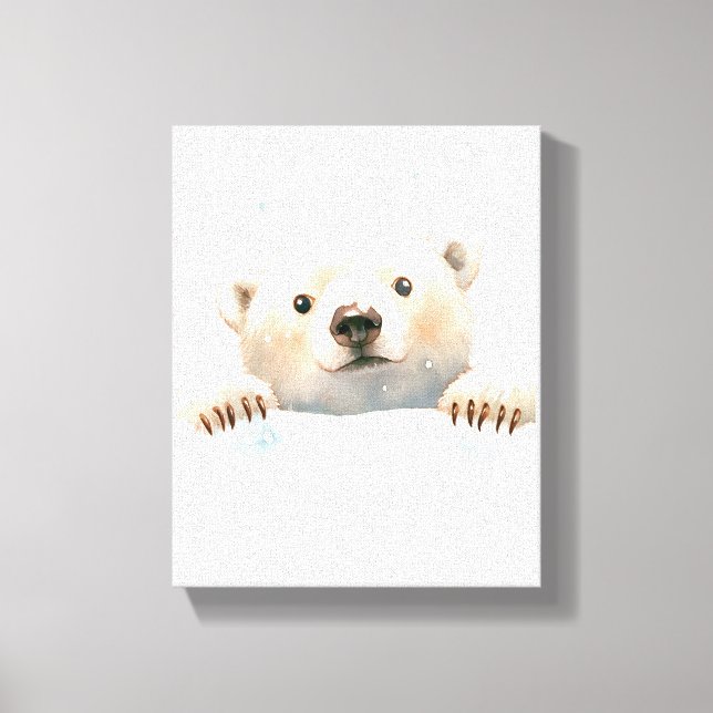 Baby Isbjörn I Snö Nursery konstduk canvas (Framsida)