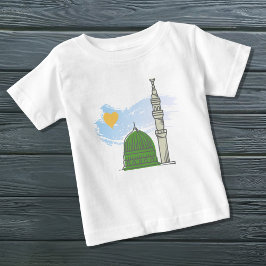 Baby Islamisk T-Shirt: Minimalistisk Masjid an-Nab T Shirt