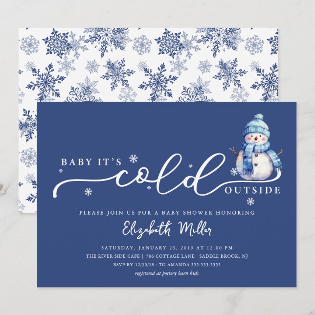 Baby It’s Cold Outside Baby Shower Inbjudningar (Fram/baksida)