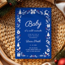 Baby It’s Cold Outside blå vinter-babyshower