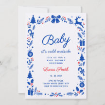 Baby It’s Cold Outside blå vinter-babyshower