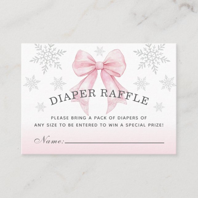 Baby It’s Cold Outside Pink Bow Diaper Raffle Visitkort (Framsida)