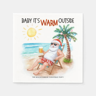 Baby It’s Warm Outside Tropical Christmas Santa Pappersservett