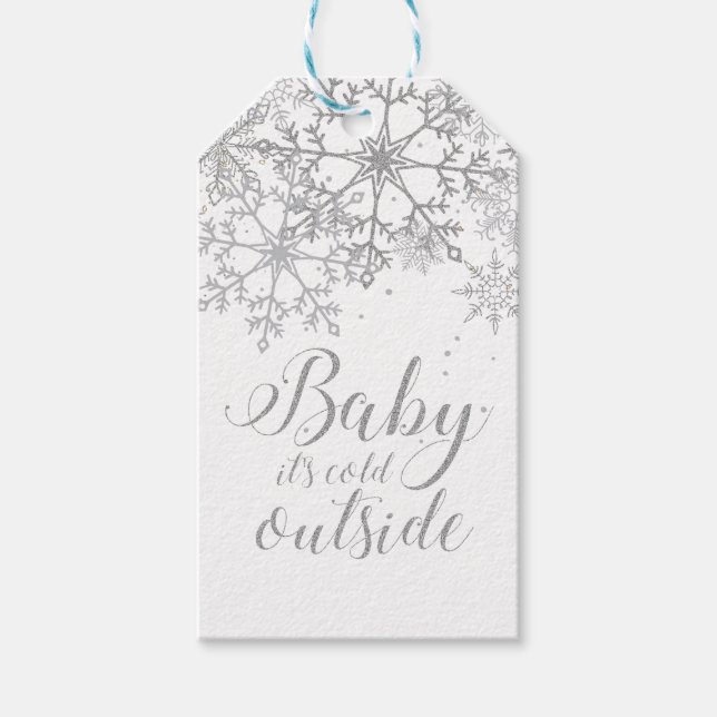 Baby it's Cold Outside Baby Show Silver Presentetikett (Framsidan)