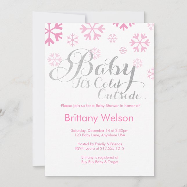 Baby It's Cold Outside Baby Shower Inbjudan (Framsida)