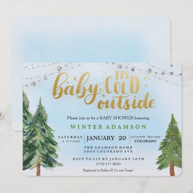 Baby It's Cold Outside Baby Shower Inbjudan (Fram/baksida)