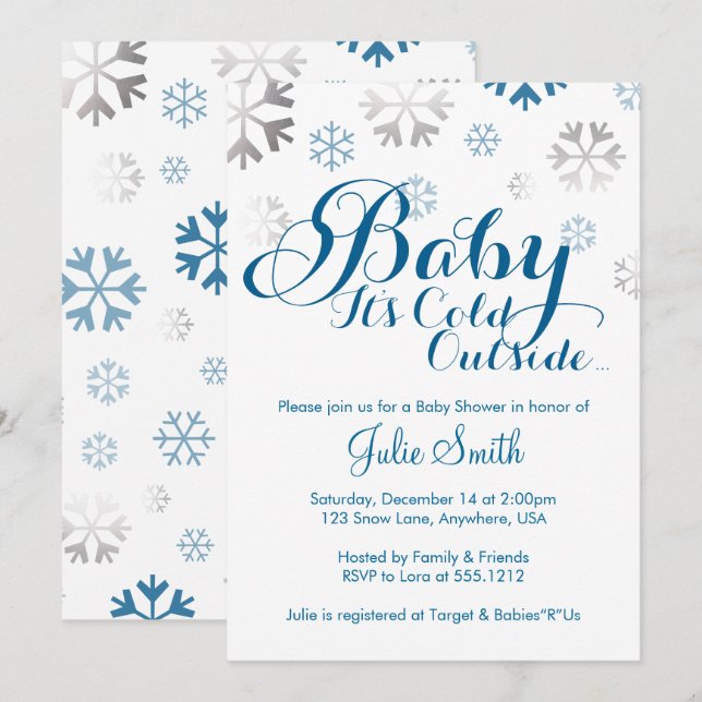 Baby It's Cold Outside Baby Shower Inbjudan (Fram/baksida)