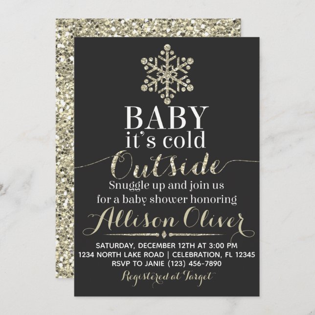 Baby It's Cold Outside Baby Shower-inbjudan Inbjudningar (Fram/baksida)