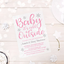 Baby It's Cold Outside Baby Shower Inbjudan - Rosa