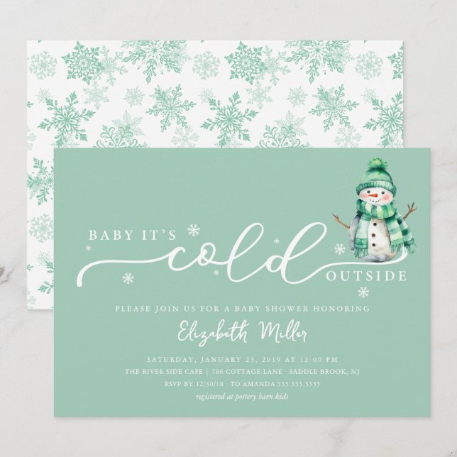 Baby It's Cold Outside Baby Shower Inbjudningar (Fram/baksida)
