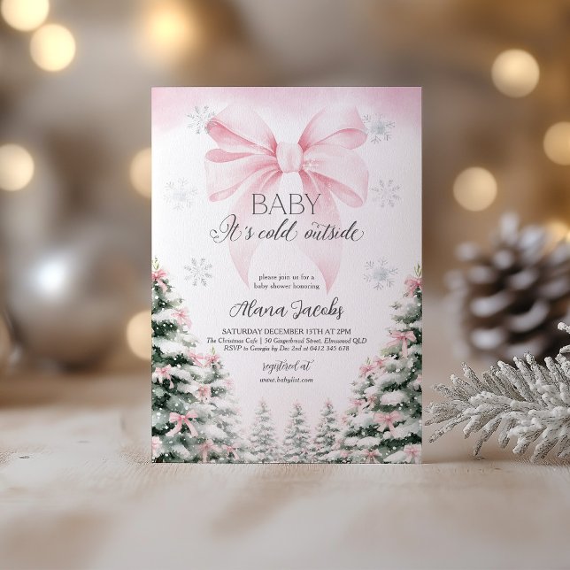 Baby It's Cold Outside Baby Shower Julgran Inbjudningar (Baby its Cold Outside | Christmas tree Baby Shower)