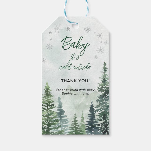 Baby it's Cold Outside Baby Shower Thank You Presentetikett (Framsidan)