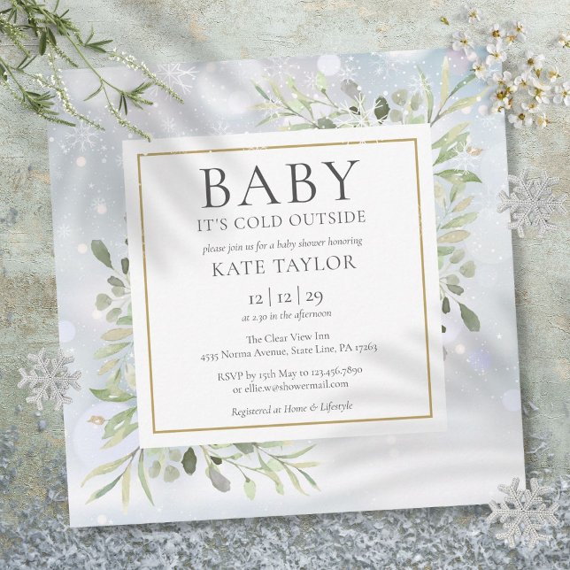 Baby It's Cold Outside Baby Shower Vinter Snö Inbjudningar (Baby Its Cold Outside Baby Shower Winter Snow Invitation)