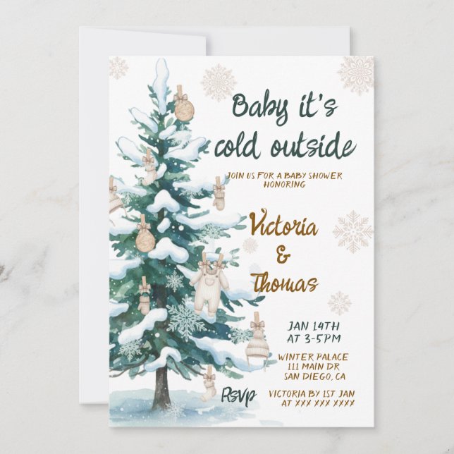 Baby It's Cold Outside Bebisdopp Inbjudningar (Framsida)