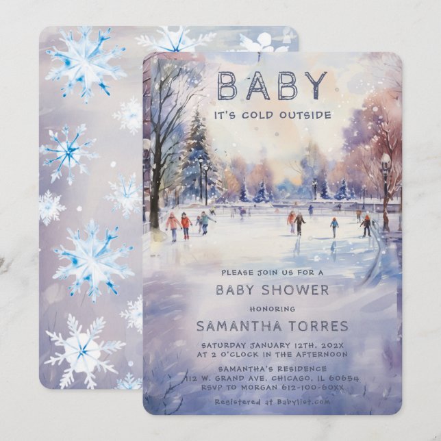 Baby It's Cold Outside Bebisdopp Inbjudningar (Fram/baksida)