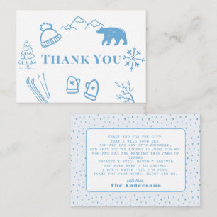 Baby It's Cold Outside Blå Bebis Babyshower Tack Anteckningskort