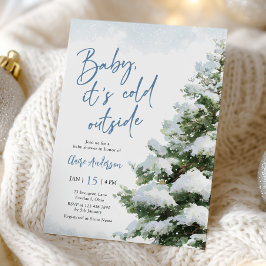 Baby It's Cold Outside Blue Baby Shower Invitation Inbjudningar