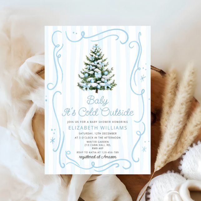 Baby it's Cold Outside Christmas Blue Baby Shower Inbjudningar (Skapare uppladdad)