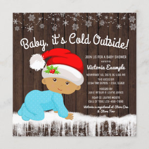 Baby it's Cold Outside Etnisk Pojke Baby Shower Inbjudningar