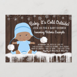 Baby its Cold Outside Etnisk Pojke Bebisdusch Inbj Inbjudningar