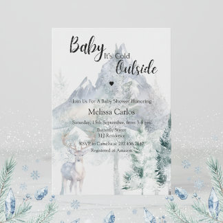 Baby It's Cold Outside Evergreen Vinter Babyfirand Inbjudningar