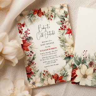 Baby It's Cold Outside Festive Florals Barnrumsfir Inbjudningar